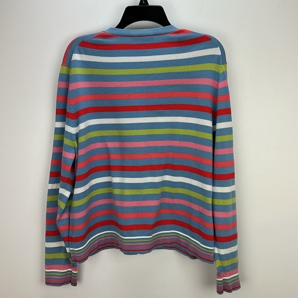 Pendleton Striped Multi Color Lightweight Button Sweater Cardigan XL V Neck - Picture 2 of 13